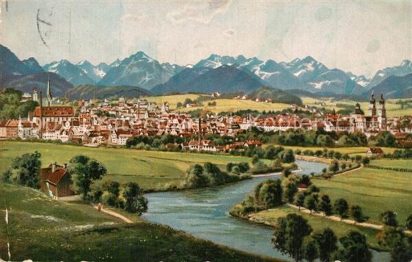 Kempten Allgaeu Gesamtansicht mit Alpenpanorama