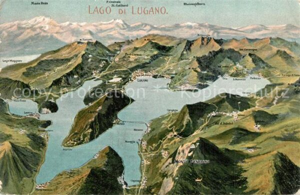 Lago di Lugano TI Luganer See und Umgebung aus der Vogelp