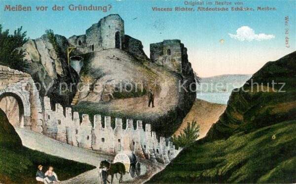 Meissen Elbe Sachsen vor der Grüdung? Künstlerkarte