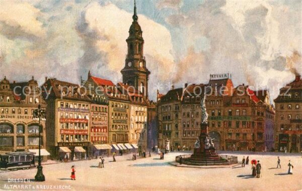 Dresden Altmarkt und Kreuzkirche Brunnen Theo S