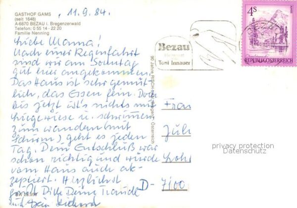 Bezau Vorarlberg Gasthof Gams Kirche Panorama – Bild 2