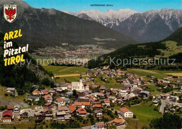 Arzl Pitztal Heiterwand Alpen Fliegeraufnahme