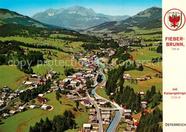 Fieberbrunn Tirol mit Kaisergebirge Fliegeraufnahme