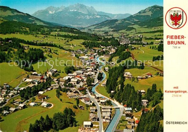 Fieberbrunn Tirol mit Kaisergebirge Fliegeraufnahme
