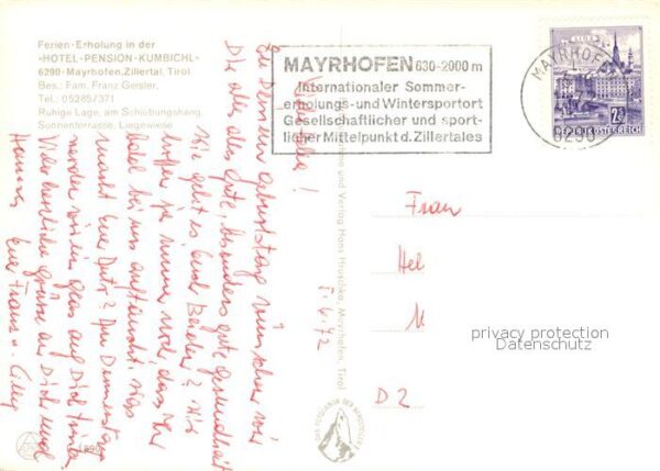 Mayrhofen Zillertal Hotel Pension Kumbichl Restaurant – Bild 2