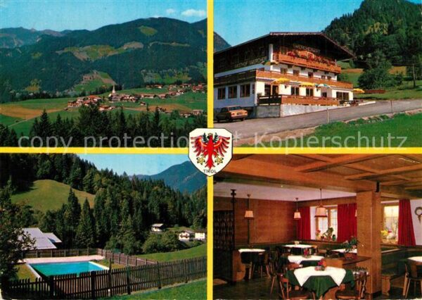 Brandenberg Tirol Gasthof Gwercher Swimming Pool Landscha