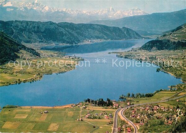 Ossiachersee Fliegeraufnahme mit Julischen Alpen