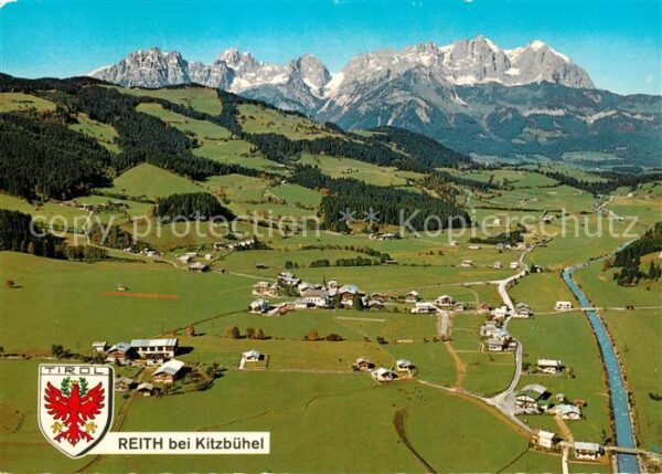 Reith Kitzbuehel Fliegeraufnahme mit Kaisergebirge