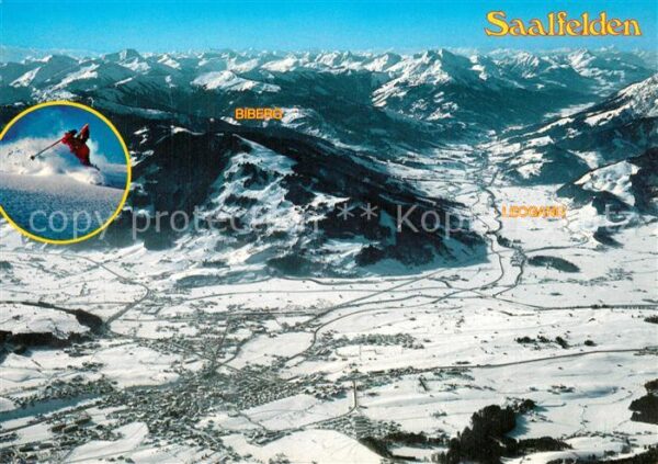 Saalfelden Steinernes Meer Fliegeraufnahme mit Biberg und Leogang
