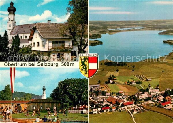 Obertrum See Pfarrkirche Obertrumer See mit Strandba