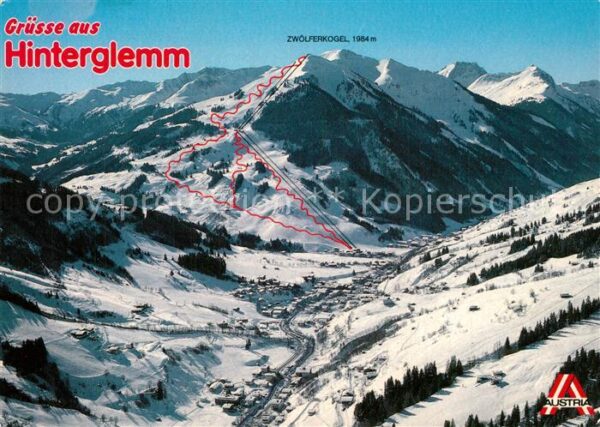 Hinterglemm Saalbach Fliegeraufnahme mit Zwölferkogel