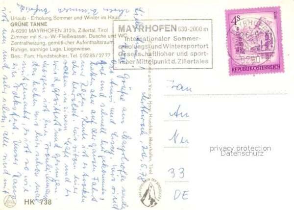 Mayrhofen Zillertal Gästehaus Grüne Tanne – Bild 2