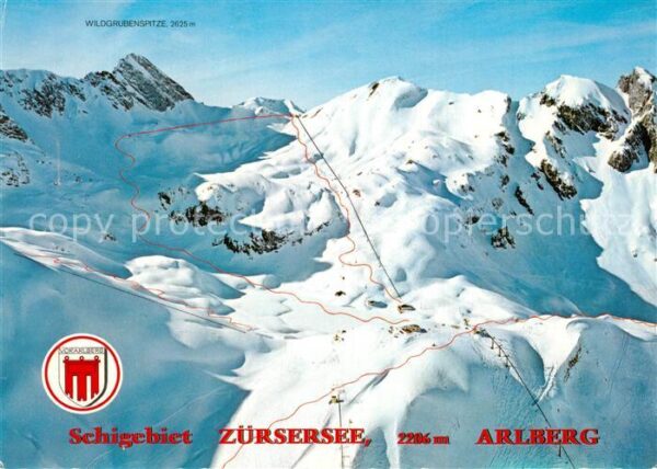 Zuers Arlberg Fliegeraufnahme Schigebiet Zürsersee