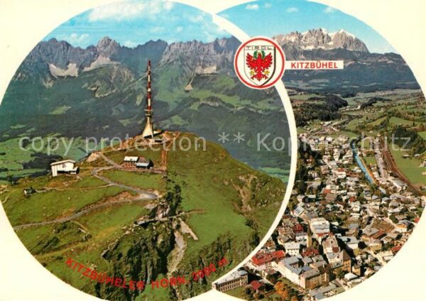 Kitzbuehel Tirol Fliegeraufnahme mit Kaisergebirge Kitzb