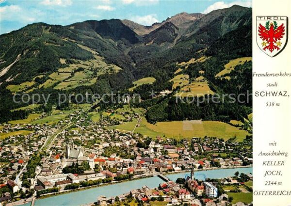Schwaz Tirol Fliegeraufnahme mit Kellerjoch Pfarrkir