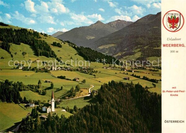 Weerberg Fliegeraufnahme mit St Peter und Paul K