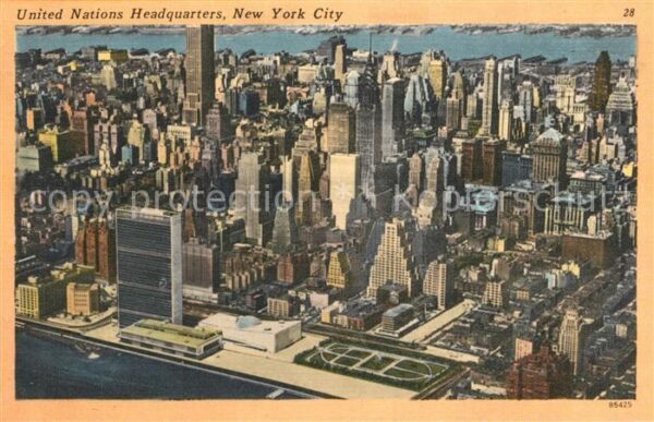 New York City United Nations Headquarters aerial view