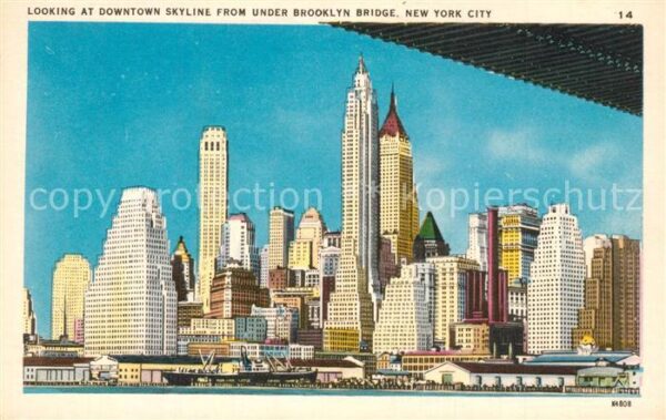 New York City Downtown Skyline Manhattan from under B