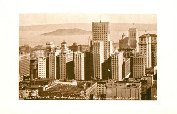 San Francisco California Financial Center Bay and Gort Island in