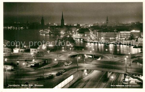 Stockholm Motiv fran Slussen Nachtaufnahme