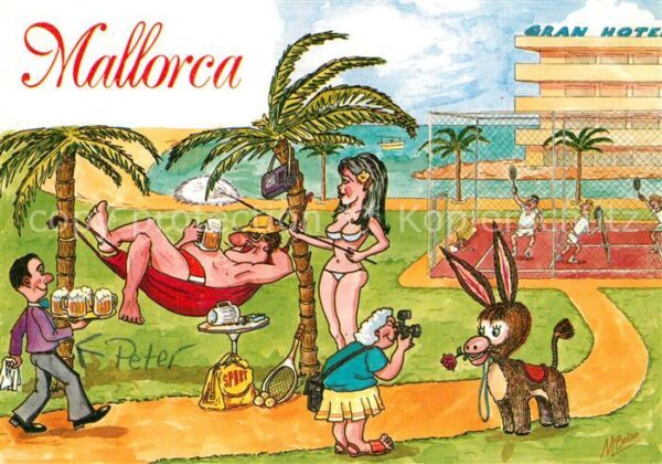 Mallorca Gran Hotel Tennis Karikaturen Künstlerk