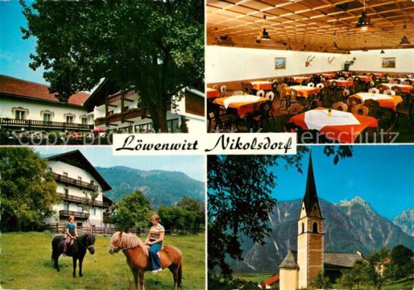 Nikolsdorf Tirol Gasthof Löwen Ponys Reiten Kirche Alpen