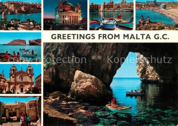 Malta Teilansichten Hafen Kathedrale Bucht