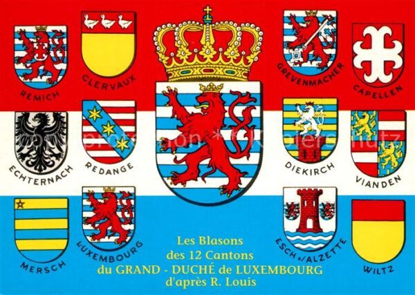 LUXEMBOURG  Luxemburg Les Blasons des 12 Cantons du Grand Duc