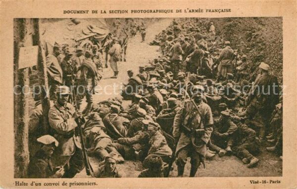 Militaria Frankreich WK1 Halte d_un convoi de prisonniers