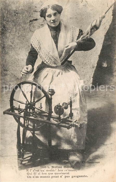 Spinnrad Notre Berry Gedicht Tracht Frankreich