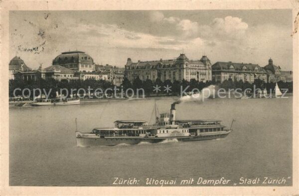 Dampfer Seitenrad Stadt Z?rich Utoquai