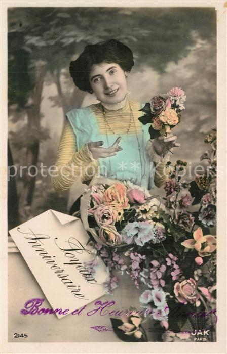 Foto JAK Paris Nr. 2145 Frau Blumen Gl?ckwunsch