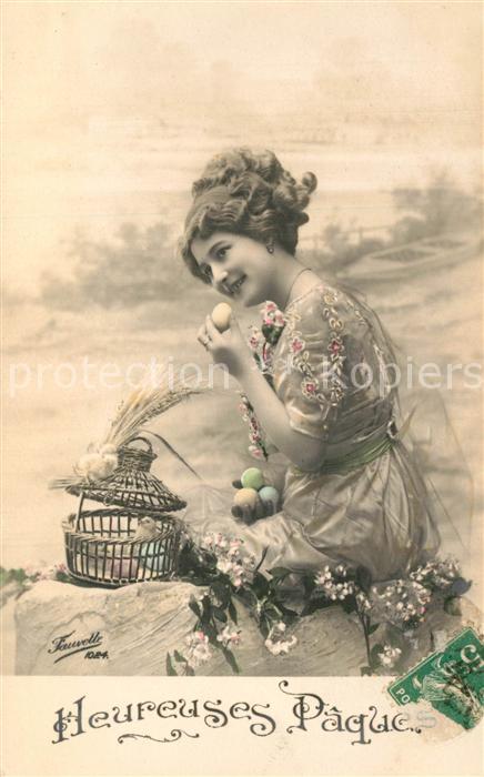 Ostern Easter Paques Frau Blumen Ostereier K?ken
