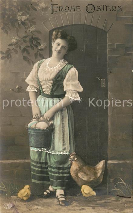 Ostern Easter Paques Frau Huhn K?ken Foto-EAS-Nr. 6