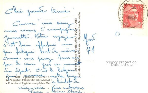 Dampfer Oceanliner Paquebot President de Cazalet Courrier – Bild 2
