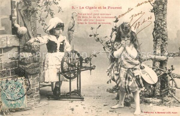 M?rchen Sagen La Cigale et la Fourmi M?dchen Spinnrad