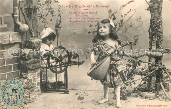 M?rchen Sagen La Cigale et la Fourmi M?dchen Spinnrad
