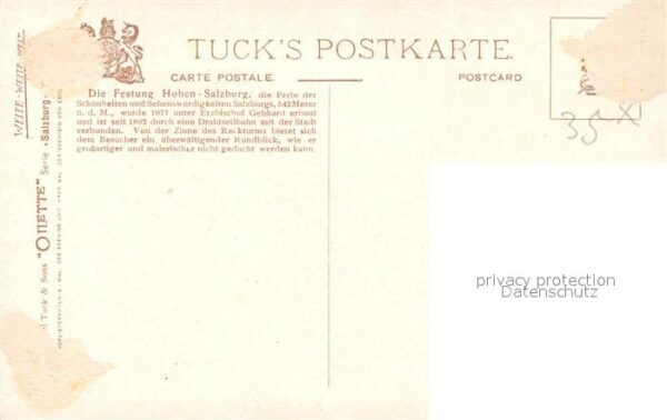Verlag Tucks Oilette Nr. Festung Hohen-Salzburg – Bild 2