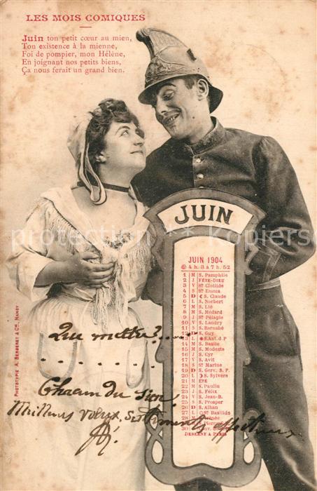 Monatskarte Juni Juin 1904 Mois Comiques