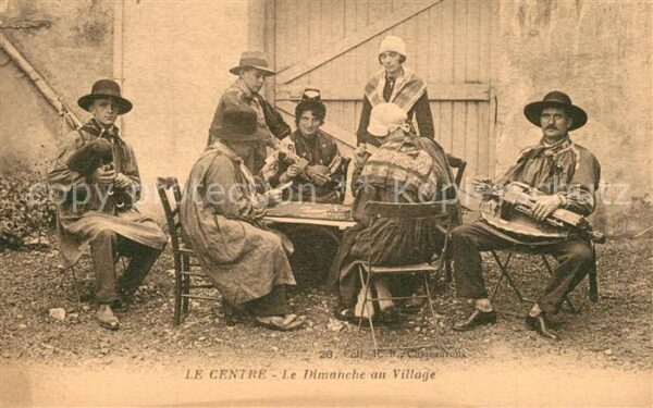Kartenspiel-Postkarte Le Centre Dimanche au Village