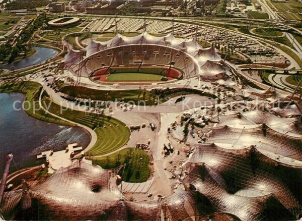 Stadion M?nchen Olympiapark Fliegeraufnahme