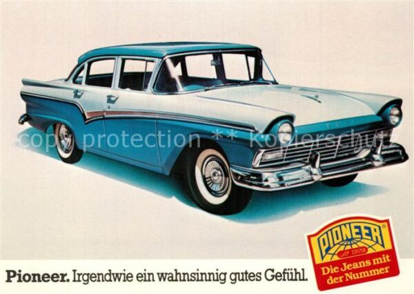 Autos Ford Fairlane Pioneer Jeans Werbung