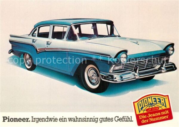 Autos Ford Fairlane Pioneer Jeans Werbung