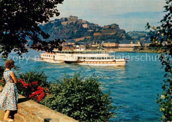 Dampfer Seitenrad Koblenz Feste Ehrenbreitstein