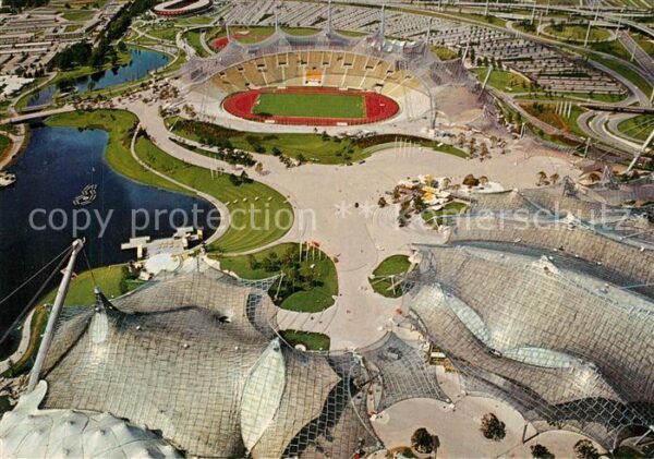 Stadion M?nchen Olympiapark Fliegeraufnahme
