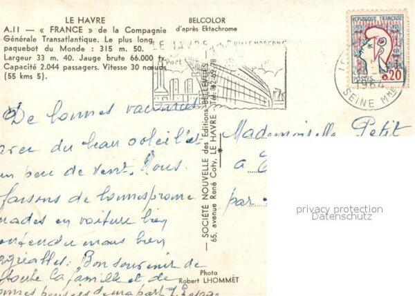 Dampfer Oceanliner France Le Havre – Bild 2