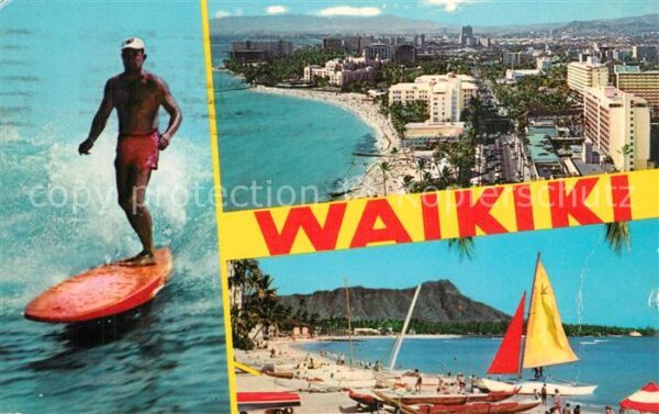 Waikiki Panorama Strand Surfen Wassersport