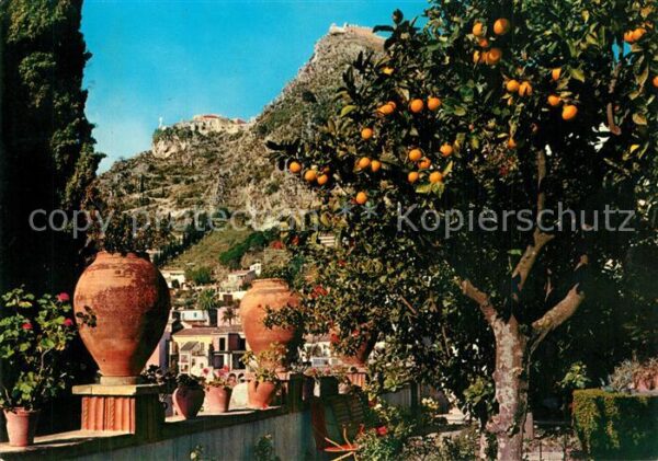 Taormina Sizilien Panorama col Santuario Madonna della Ro