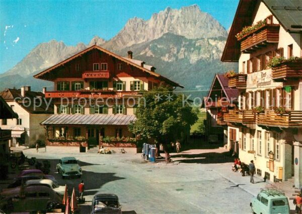 St Johann Tirol Ortsmotiv mit Wildem Kaiser Kaisergebir