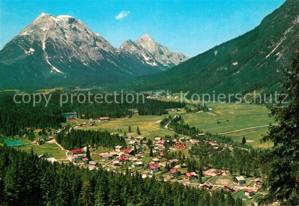 Weidach Leutasch Panorama Blick gegen Hohe Munde und Hoc